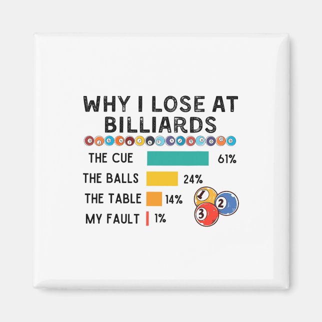 Why I Lose At Billiards Pool And Billiard Player A Magnet (Front)
