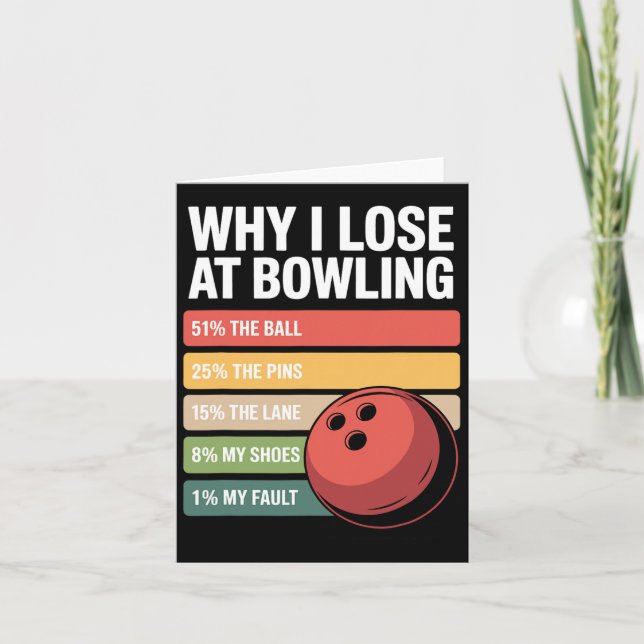 Why I Lose At Bowling Funny Bowler Excuses  Card (Front)