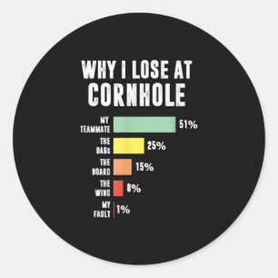 Why I Lose At Cornhole Funny Cornhole Player Classic Round Sticker