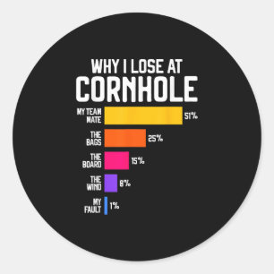 Why I Lose at Cornhole Humour Toss Like a Boss Classic Round Sticker