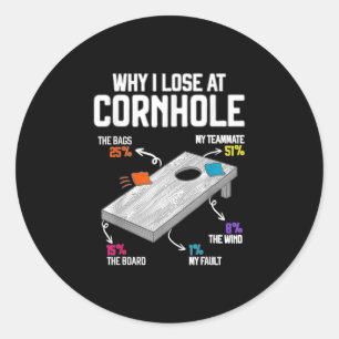 Why I Lose at Cornhole Humour Toss Like a Boss Classic Round Sticker