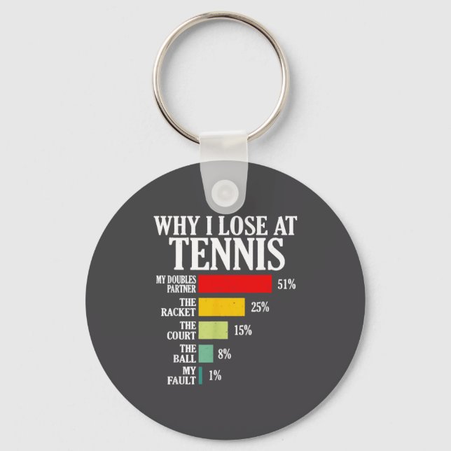 Why I Lose At Tennis Funny Tennis Player Quote  Keychain (Front)