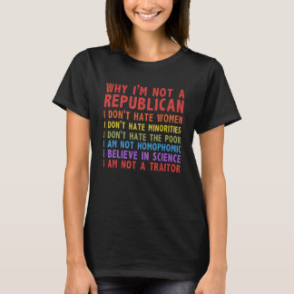 Why I'm Not A Republican I Don't Hate Women T-Shirt