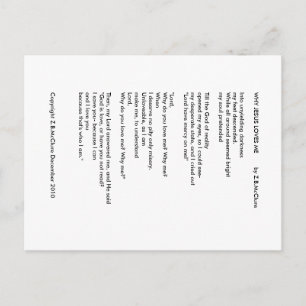 WHY JESUS LOVES ME  - Postcard