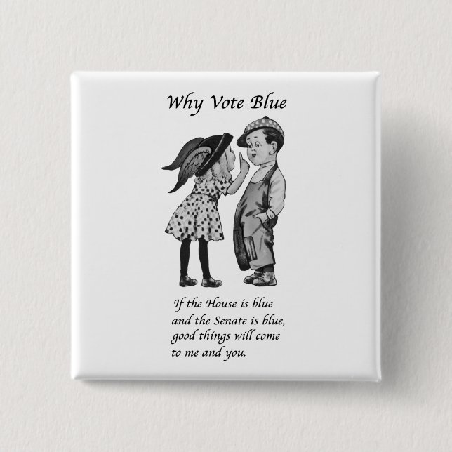 Why Vote Blue in 2026 2 Inch Square Button (Front)