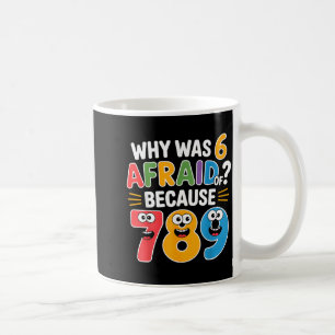 Why Was 6 Afraid Of 7 Funny Math Joke Colorful Num Coffee Mug