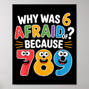 Why Was 6 Afraid Of 7 Funny Math Joke Colorful Num Poster