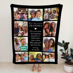 Why We Love Grandma Personalized Photo Collage Fleece Blanket