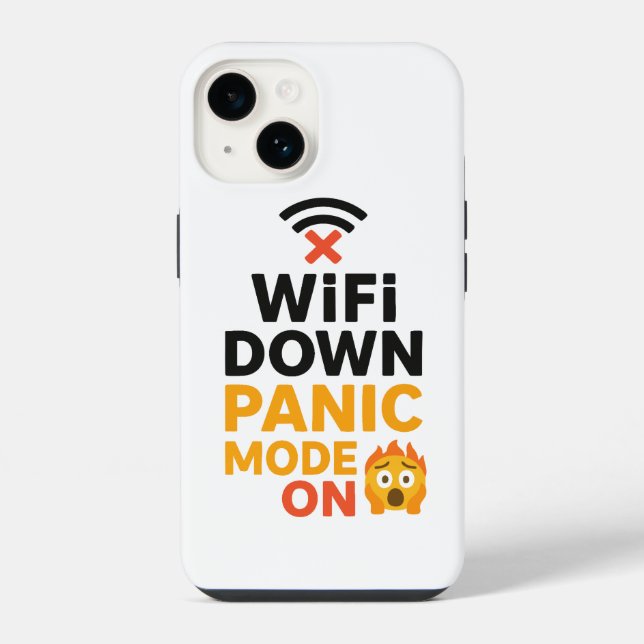 Wi-Fi Down, Panic Mode On Funny Tech iPhone Case (Back)