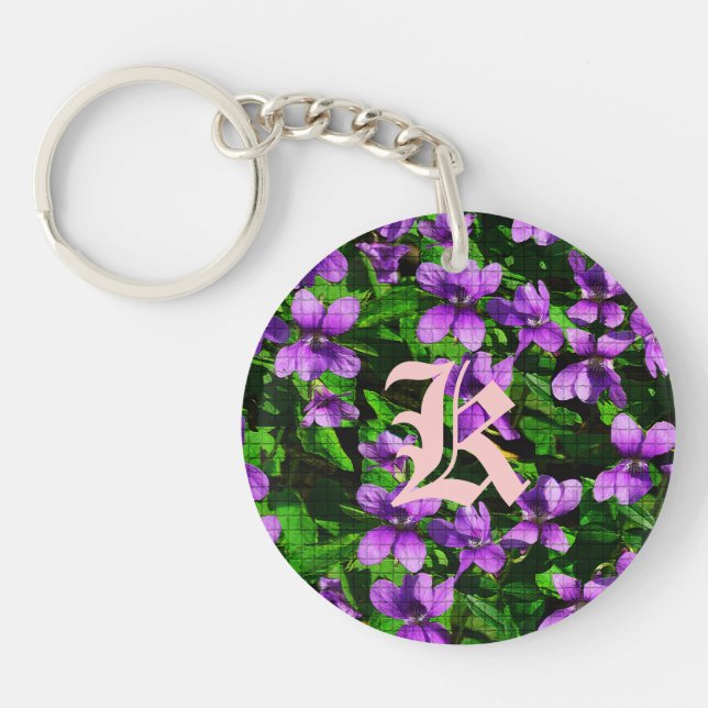 WI State Flower Bois Violet Mosaïque Monogramme (Devant)