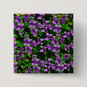 WI State Flower Wood Violet Mosaic Pattern 2 Inch Square Button