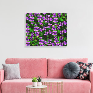 WI State Flower Wood Violet Mosaic Pattern Canvas Print