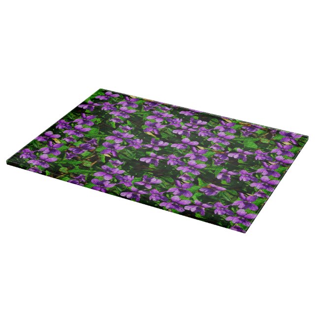 WI State Flower Wood Violet Mosaic Pattern Cutting Board (Corner)