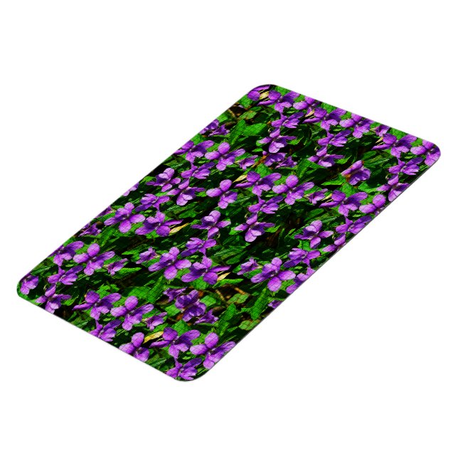 WI State Flower Wood Violet Mosaic Pattern Magnet (Left Side)