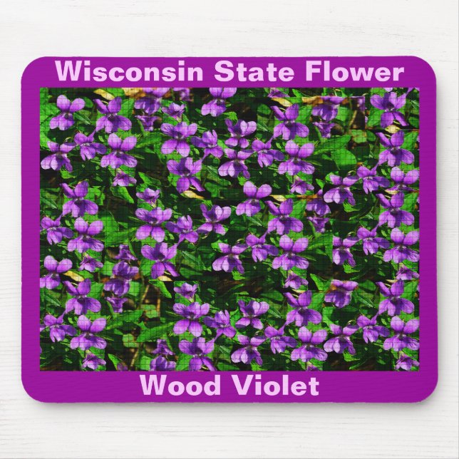 WI State Flower Wood Violet Mosaic Pattern Mouse Pad (Front)