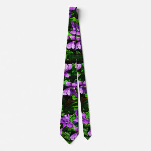 WI State Flower Wood Violet Mosaic Pattern Tie