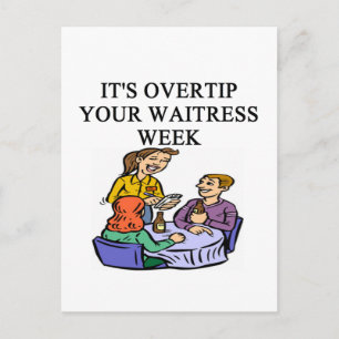 wiatress tipping joke postcard