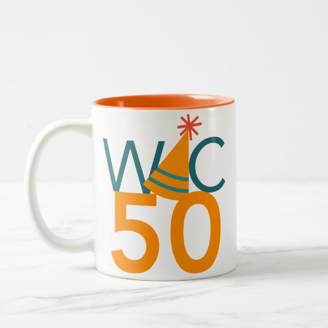 WIC50 Party Hat Orange Mug (Left)