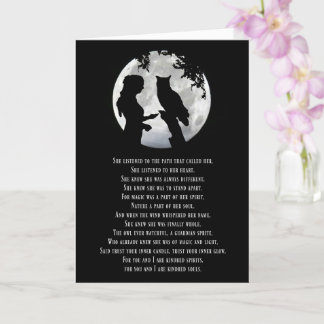 Wicca Inspired Birthday with Poem Girl Owl Moon Card