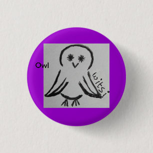 wicca kids owl 1 inch round button