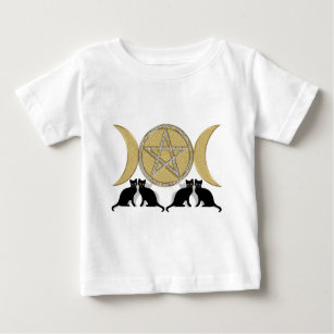 Wicca Pagan Triple Goddess Pentagram Cats Baby T-Shirt