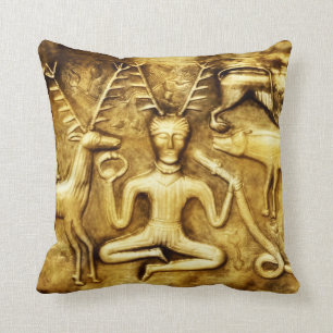 Wicca Rustica: Gundestrup Cauldron Cernunnos Throw Pillow