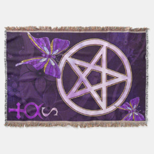 Wiccan Amethyst Jewelled Butterfly Art Throw Blanket