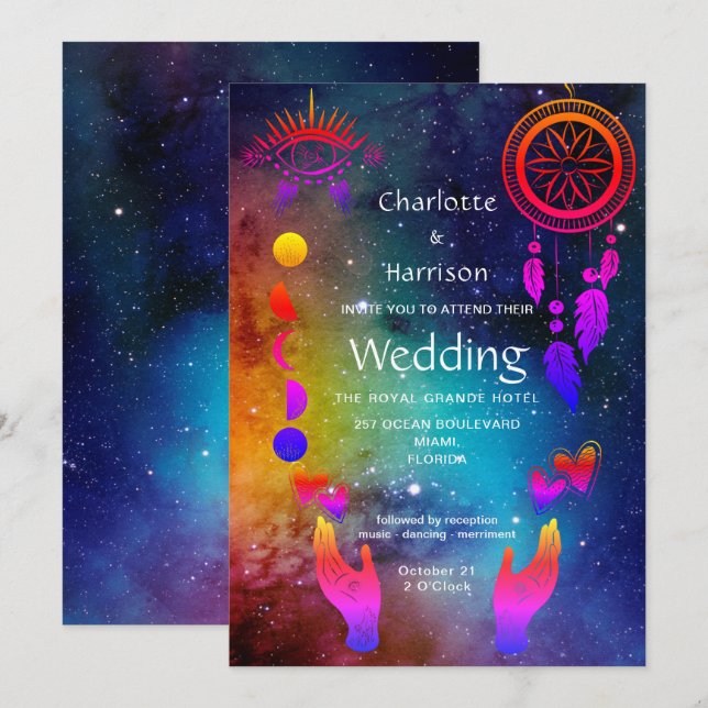 Wiccan Magic Unusual Wedding Invitation (Front/Back)