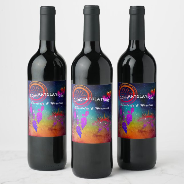 Wiccan Magic Unusual Wedding Wine Label (Bottles)
