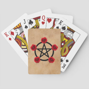 Wiccan Pagan Pentagram Roses Playing Cards