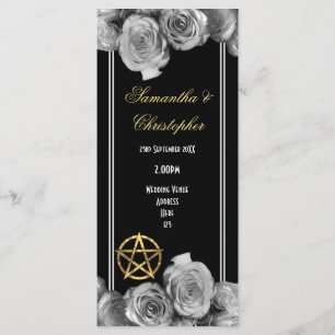 Wiccan pentacle black wedding program