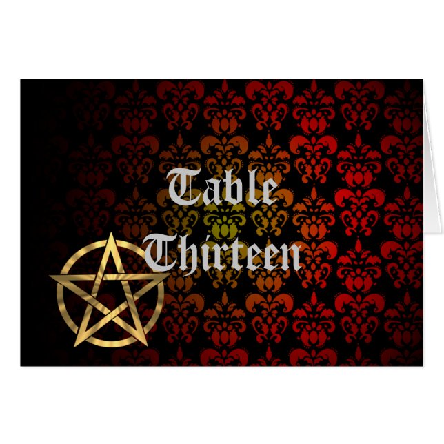 Wiccan Pentacle table number card (Front Horizontal)