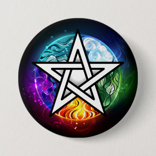 Wiccan pentagram 3 inch round button