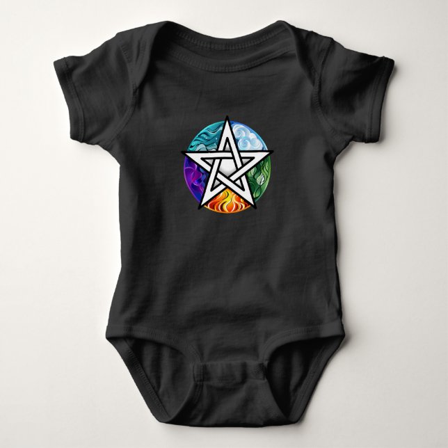 Wiccan pentagram baby bodysuit (Front)