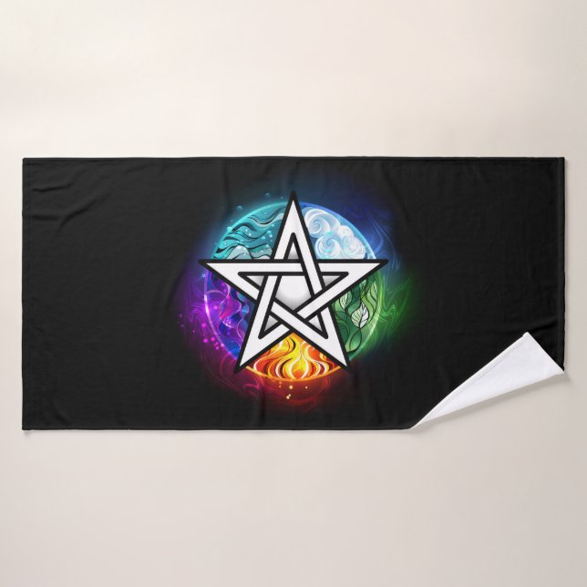 Wiccan pentagram bath towel (Bath Towel)