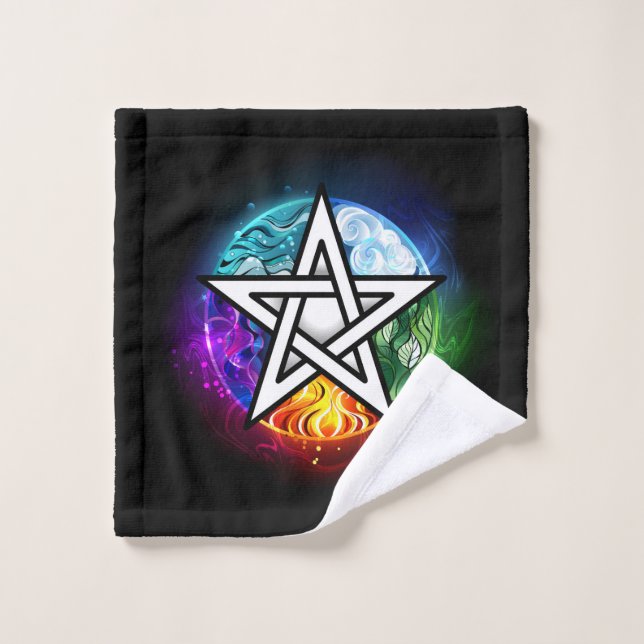Wiccan pentagram bath towel set (Wash Cloth)
