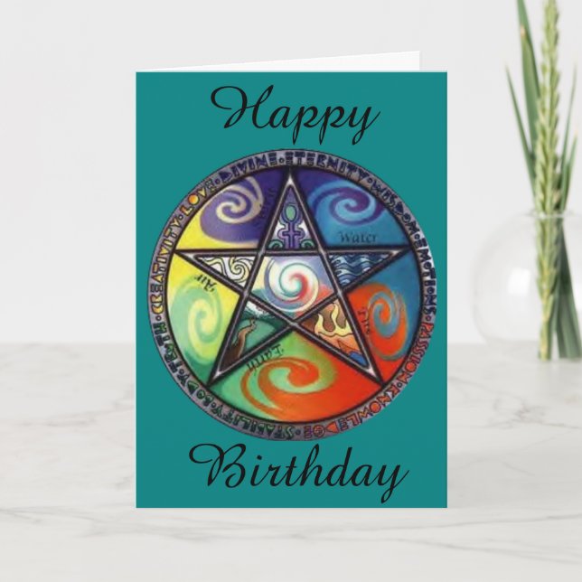 Wiccan Pentagram Birthday Card (Front)