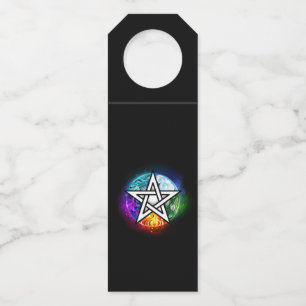 Wiccan pentagram bottle tag