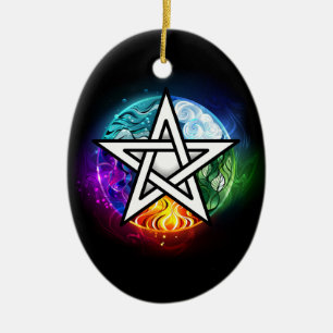 Wiccan pentagram ceramic ornament