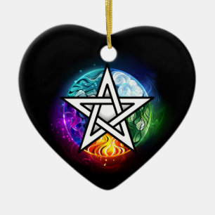 Wiccan pentagram ceramic ornament