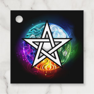 Wiccan pentagram favour tags