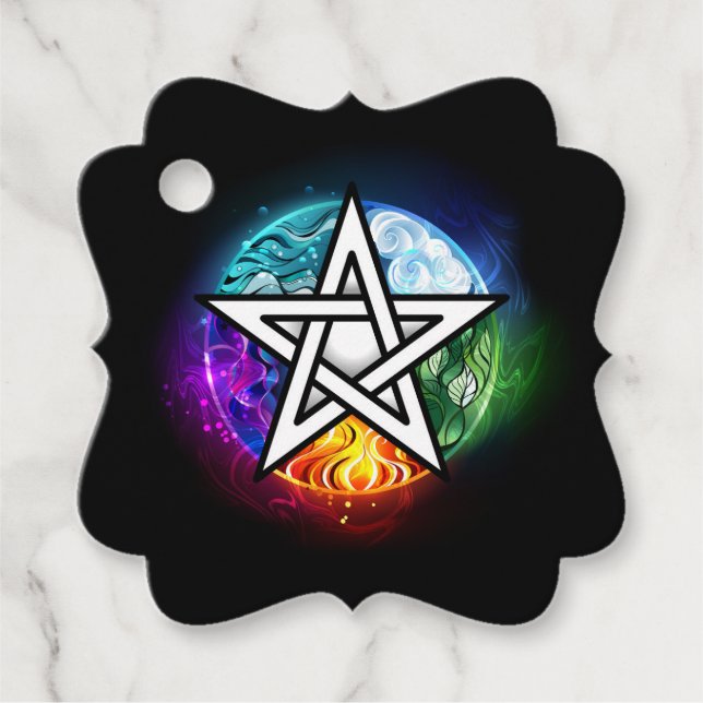 Wiccan pentagram favour tags (Front)