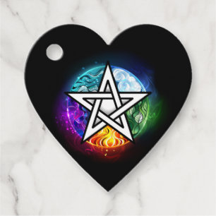 Wiccan pentagram favour tags
