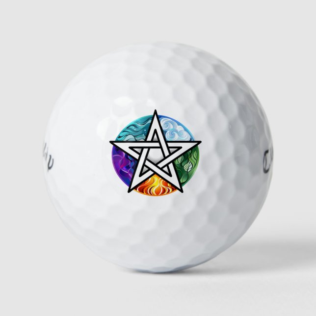 Wiccan pentagram golf balls (Front)