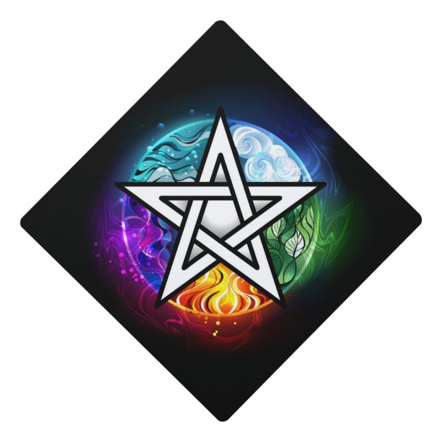 Wiccan pentagram graduation cap topper (Front)