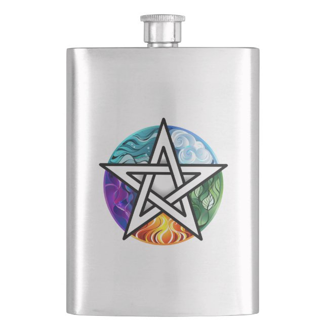 Wiccan pentagram hip flask (Front)