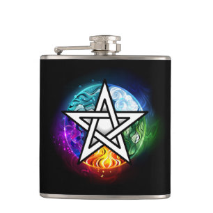 Wiccan pentagram hip flask