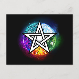 Wiccan pentagram invitation postcard