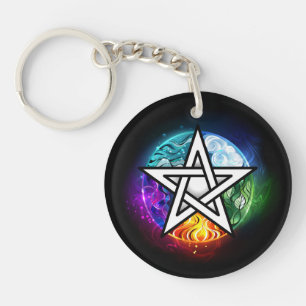 Wiccan pentagram keychain