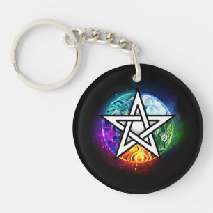 Wiccan pentagram keychain